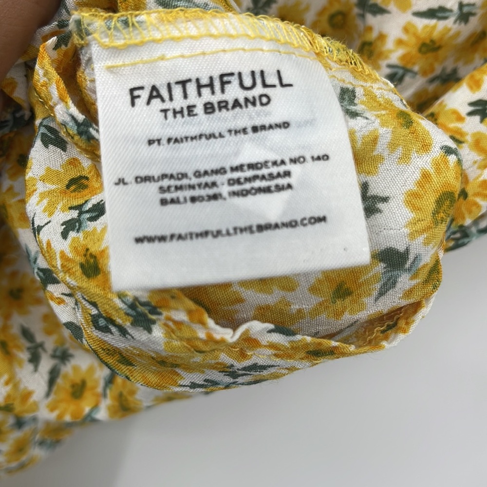 Faithfull The Brand Yellow Floral Women's Sun Dress Mini Dress - Picture 13 of 15